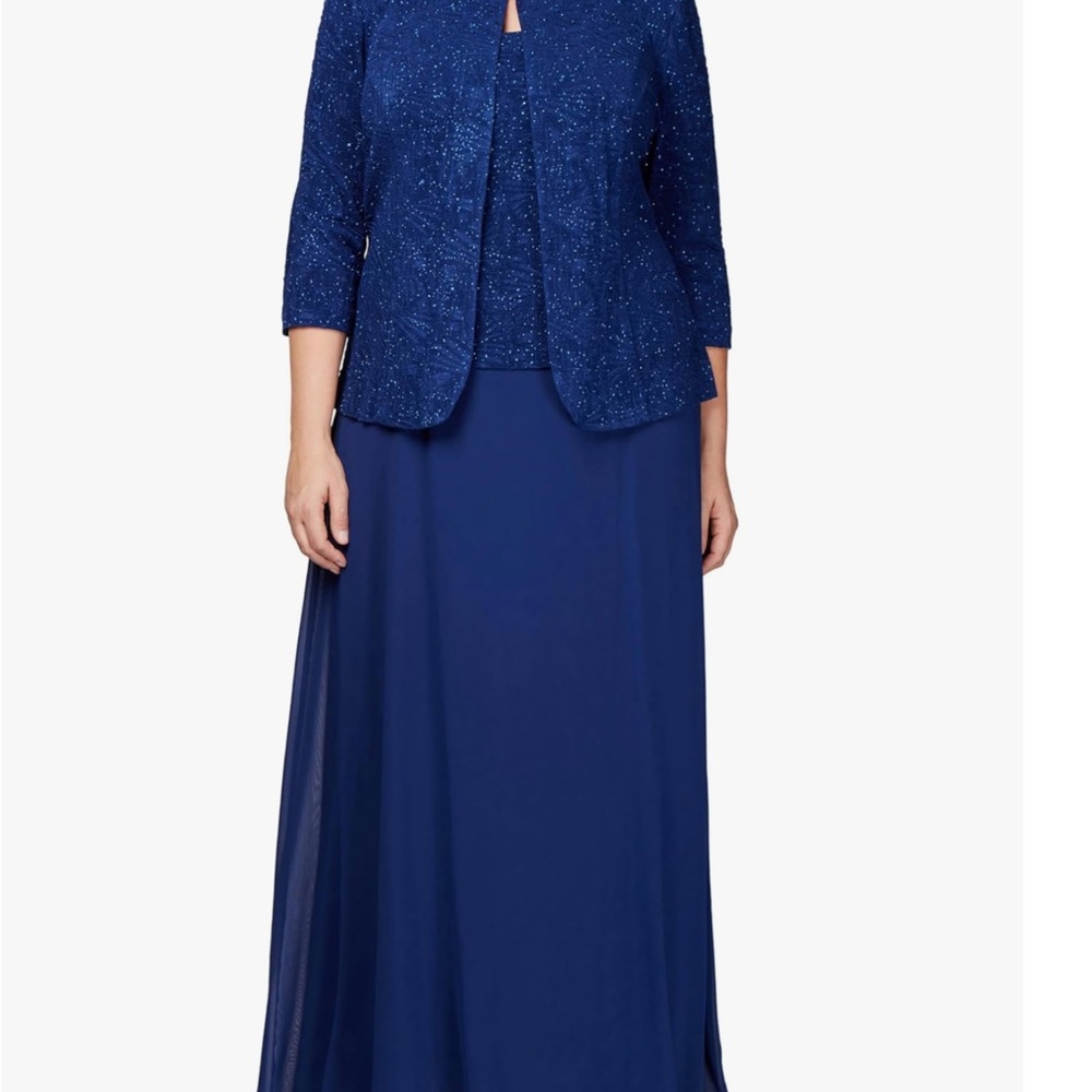 Alex Evenings Women’s Long Dress with Mandarin Neckline Jacket